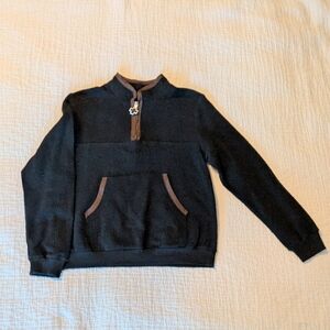 Women's 100% Cotton Winner USA Black Brown Trim Pullover Zipper Jacket Size M